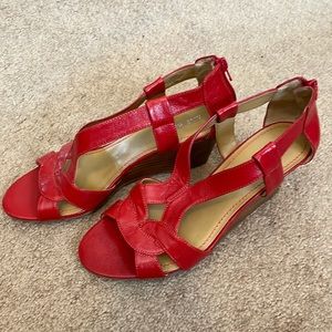 Nine West Red Leather Sandals, Size 8.5